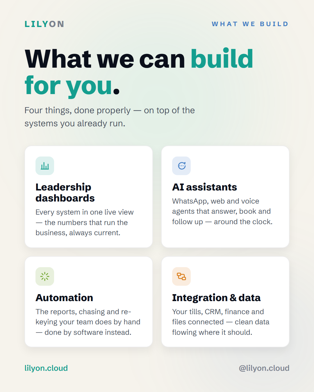 What we can build for you: the solution families LilyOn delivers